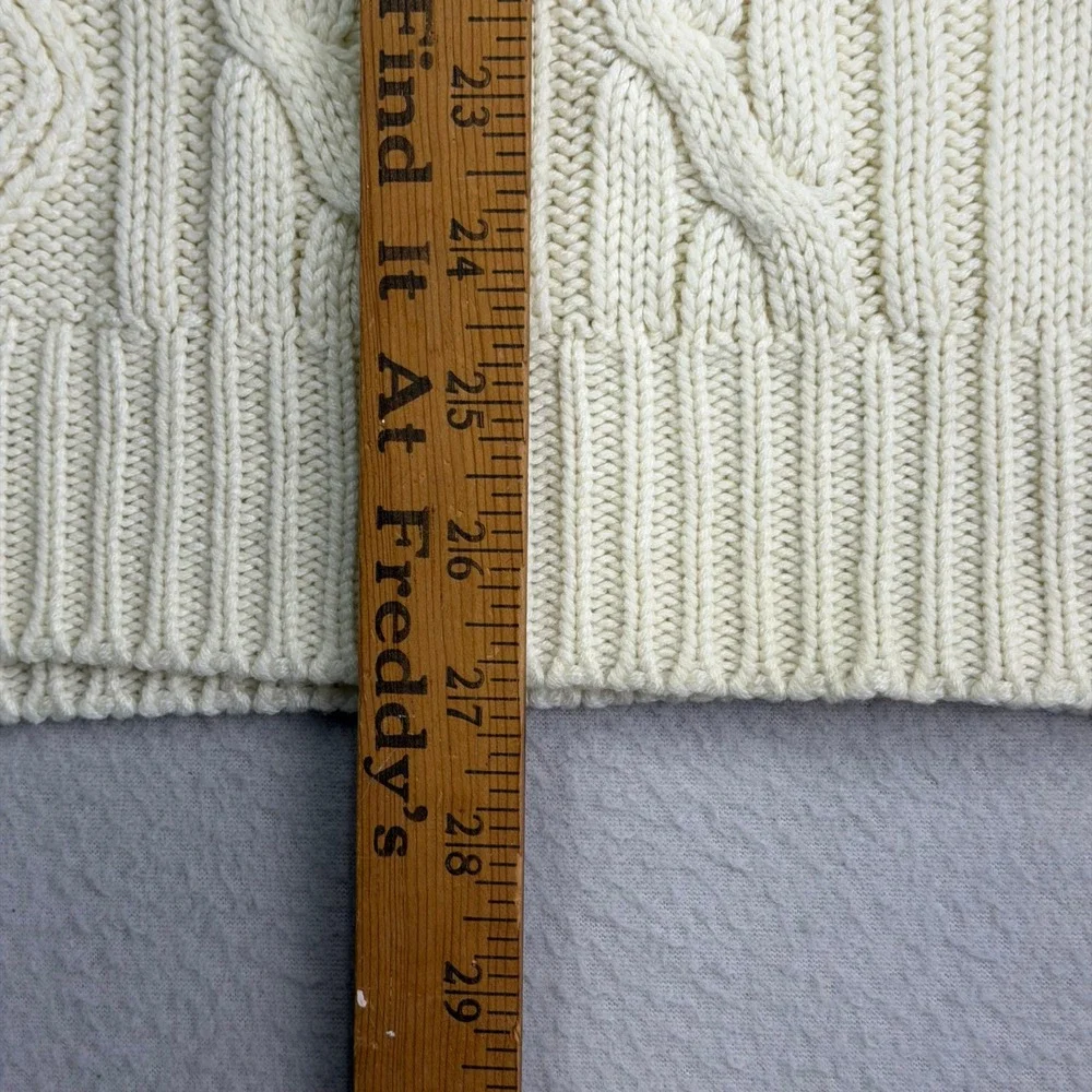 Vintage 80s Kinsport Cricket Sweater sz Large Cream‎ Fisherman V-Neck Cable Knit